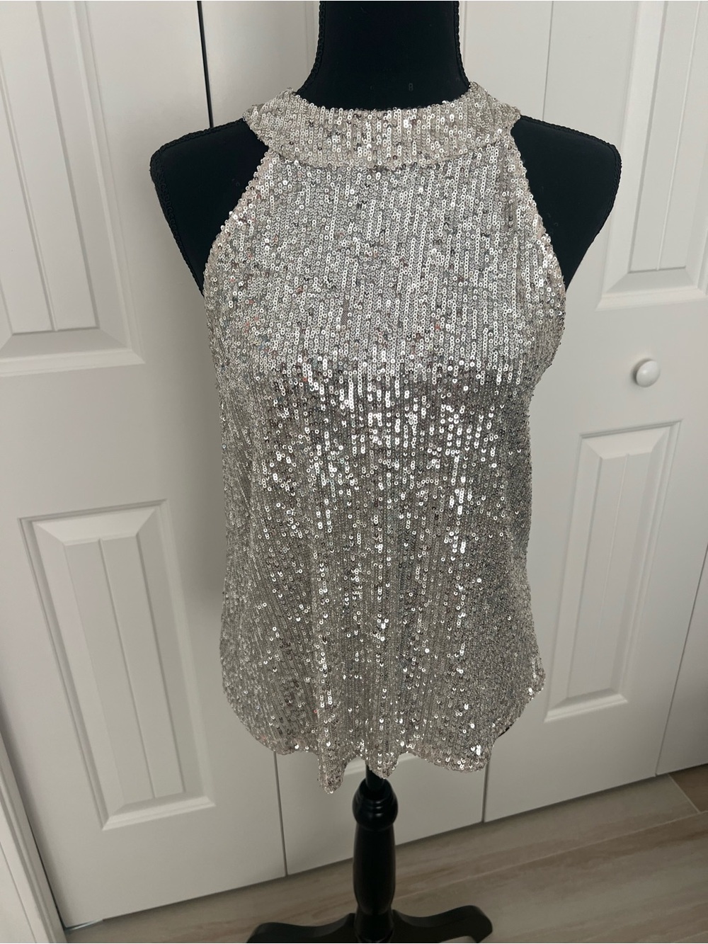 Love on a Hanger Silver Sequin Halter Top NWOT